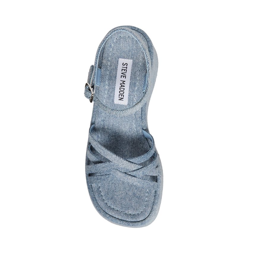 Sandalias de Plataforma Steve Madden Crazy30 Denim Fabric Mujer Azules | ES AM4692